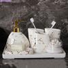 White Marble Texture Bathroom Supplies Toothpaste Dispenser Toothbrush Holder Cotton Swab Box Bathroom Decoration Accessories