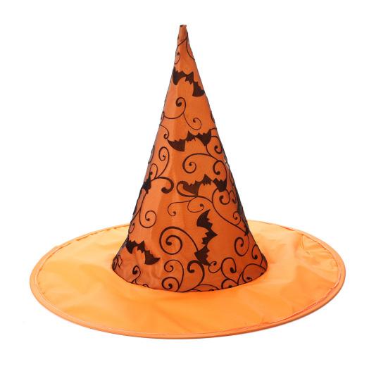 Holiday Event Decorations Witch Hat, Bat Spider Web Print Wizard Hat Cosplay Party Headwear for Costume, Halloween Supplies, Stage Performance Costume