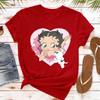 Retro Retro Süße Betty Boop Cartoon Stil Grafik T-Shirt Damen Kurzarm Betty Boop Lässig Tägliche Kleidung