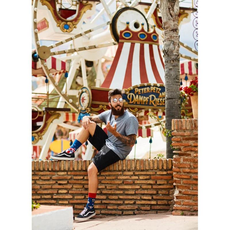 New Creative Couple AB Asymmetric Trendy Socks Fashionable Personalized Trendy Cartoon Jacquard Long Tube Cotton Socks