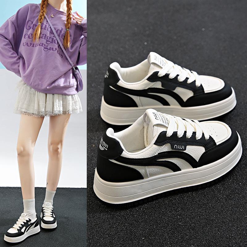 Leather Thick-soled White Shoes Women's Autumn New Height-increasing Women's Shoes Versatile Soft-soled Casual Sports Board Shoes