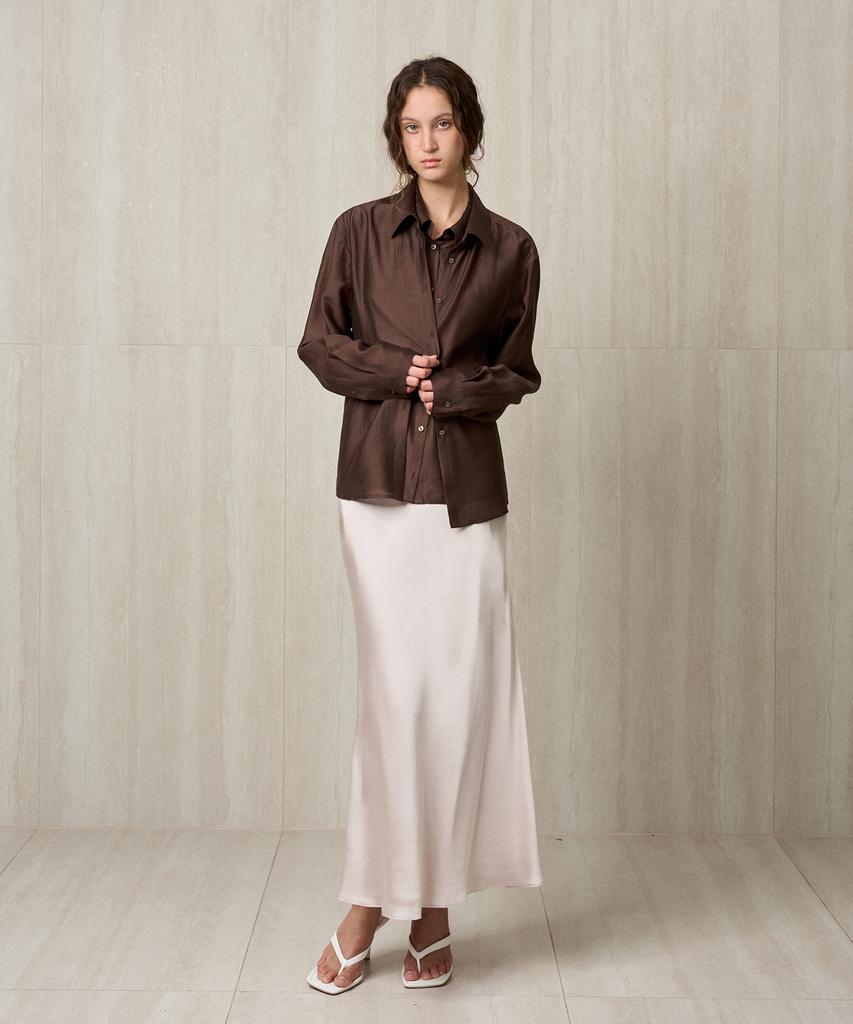 RE RHEE Satin Maxi Skirt Champagne