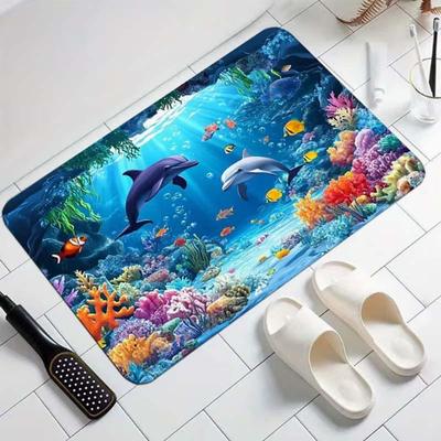 Diatom Ocean 3D Water-Absorbent Non-Slip Bathroom Floor Mat, Wear-Resistant