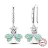 New 925 Silver Chameleon Unicorn Cute Stud Earrings Zircon Blue Eyes Flower Small Earrings For Women Girls Lovely Jewelry Gift