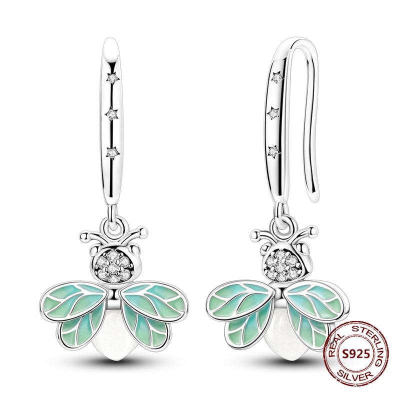 New 925 Silver Chameleon Unicorn Cute Stud Earrings Zircon Blue Eyes Flower Small Earrings For Women Girls Lovely Jewelry Gift