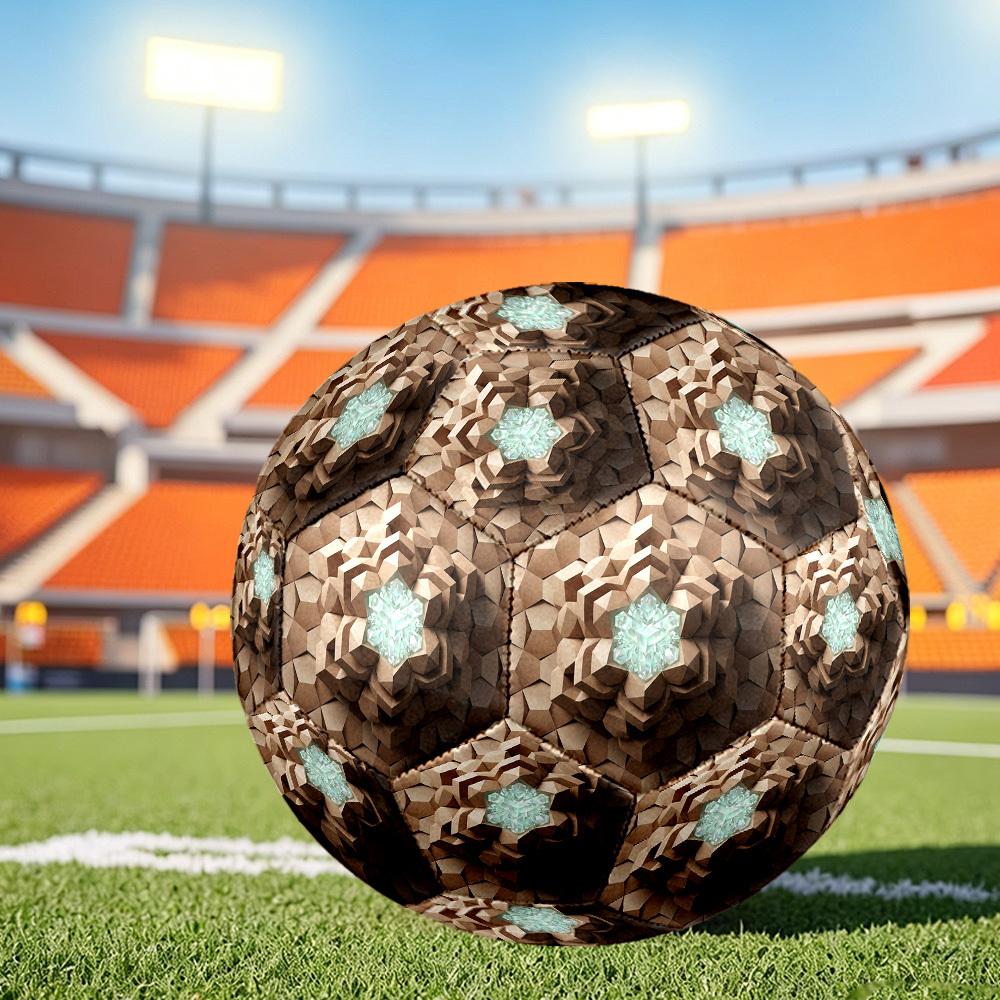 1pc Diamond Hexagon Themed Soccer Ball, Size 5, Lightweight PVC Material, Outdoor Training Soccer Ball Gift. q62272