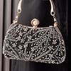 Women's Top Handle Handbags,Pearls Evening Clutches Purse with Chain Shoulder Bag for Party Prom Wedding Cocktail Club