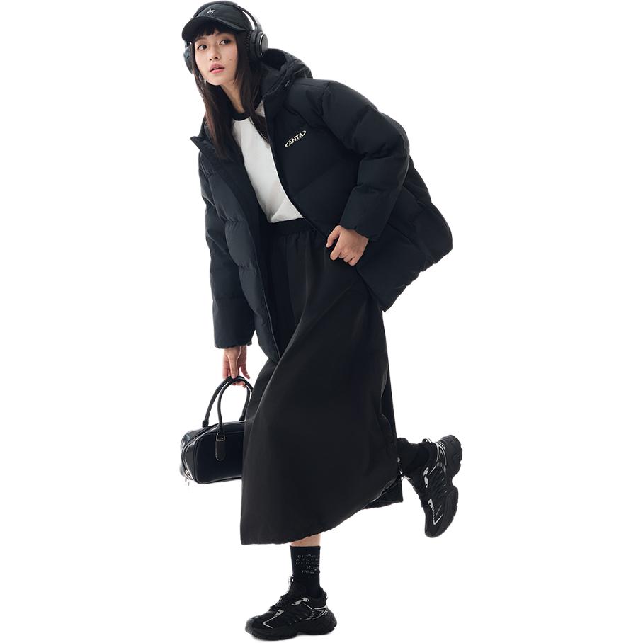 Anta Lifestyle Series Loose Casual Comfortable Down Jacket Women Outerwear Black 962448905-4