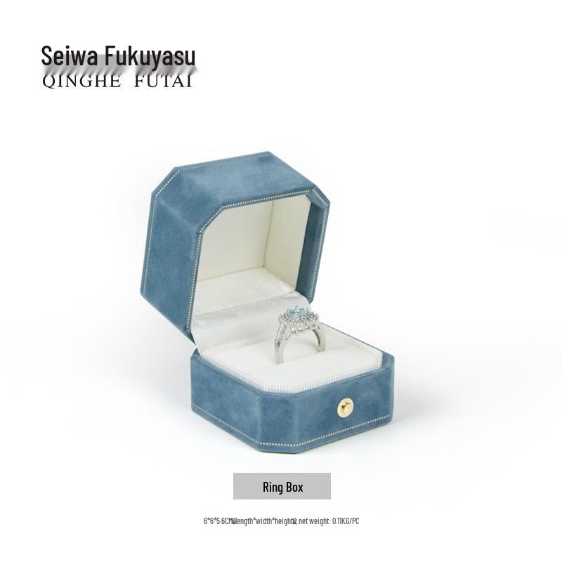 Octagonal Velvet Jewelry Box for Rings, Pendants, Necklaces, and Earrings