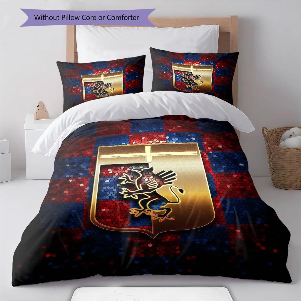 Genoa C.F.C. Logo Bedding Quilt Set Quilt Cover Pillowcase Home Decoration Birthday Gift (1 * Duvet Cover + 2 * Pillowcase, Without Core)