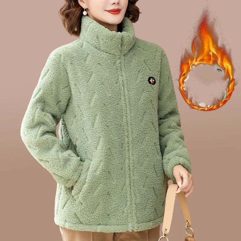 Giacca invernale da donna con collo alto, calda, comoda, con cerniera, giacca casual in peluche