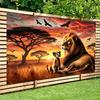 1 Piece African Savannah Sunset Lion Family Wall Tapestry, Perfect for Living Room, Bedroom, Office and Outdoor Decorati