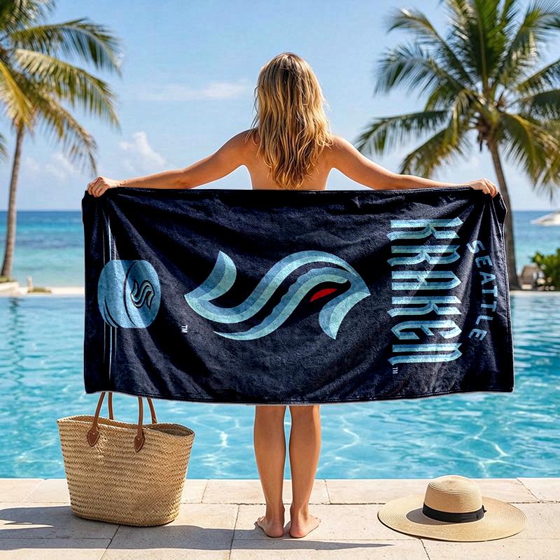 Seattle Kraken Hockey print Quick Dry Beach Towel Microfiber Absorbent Portable Travel Swimming Towel