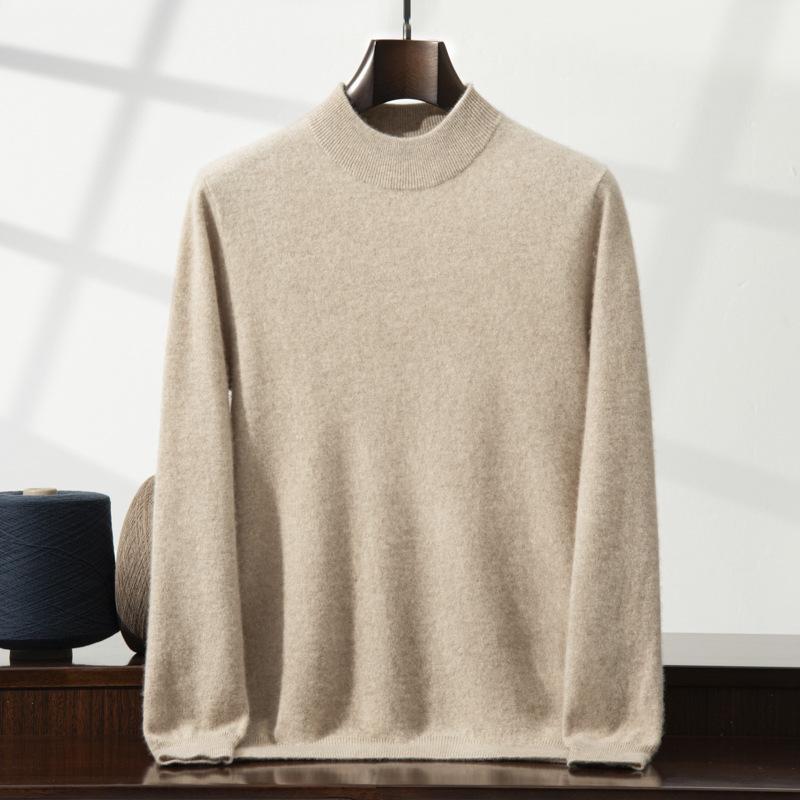 Cashmere shirt semi-turtleneck sweater solid color long-sleeved inner with wool knitting
