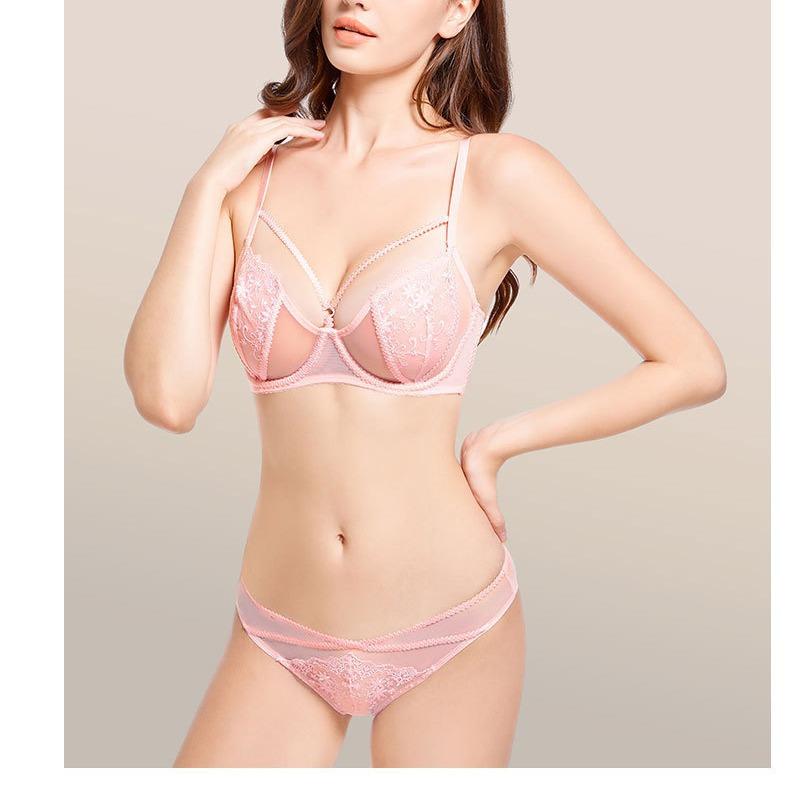 Lace Ultra-thin Bra, French Underwear, Women's Big Breasts Show Small Breasts, Breasts Gather Pure Desire, Sexy Transparent Bra