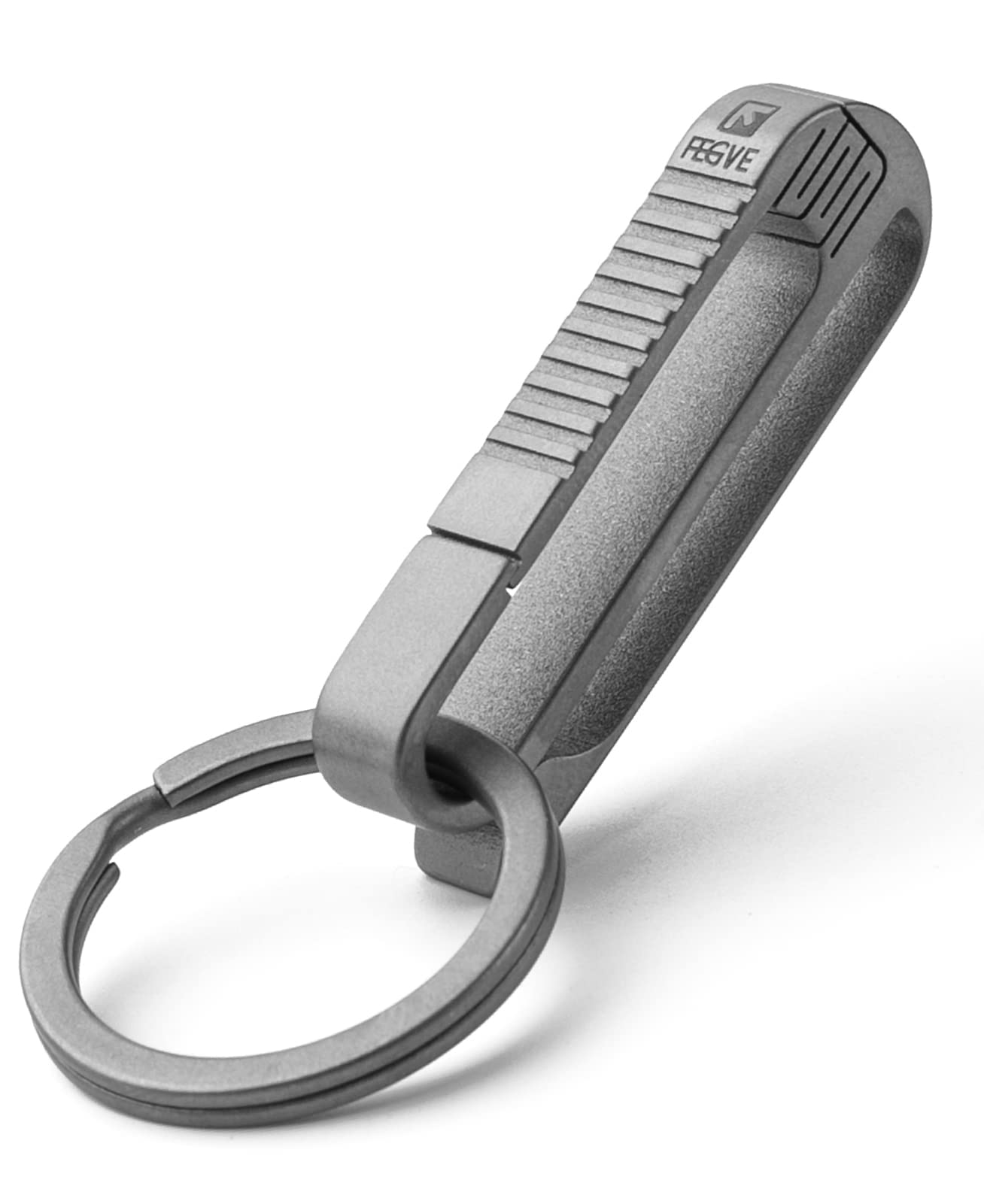 

TISUR Titanium Keychain with Belt and Carabiner, Stylish Key Clip for Car, Bicycle, Motorcycle, and House Keys, Gift (RK1)