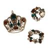 Classic 3 pcs/set Crystal Crown Exquisite Brooch Badges For Women Men Fashion Shining Suit Coat Pin Accessories Set Buckles