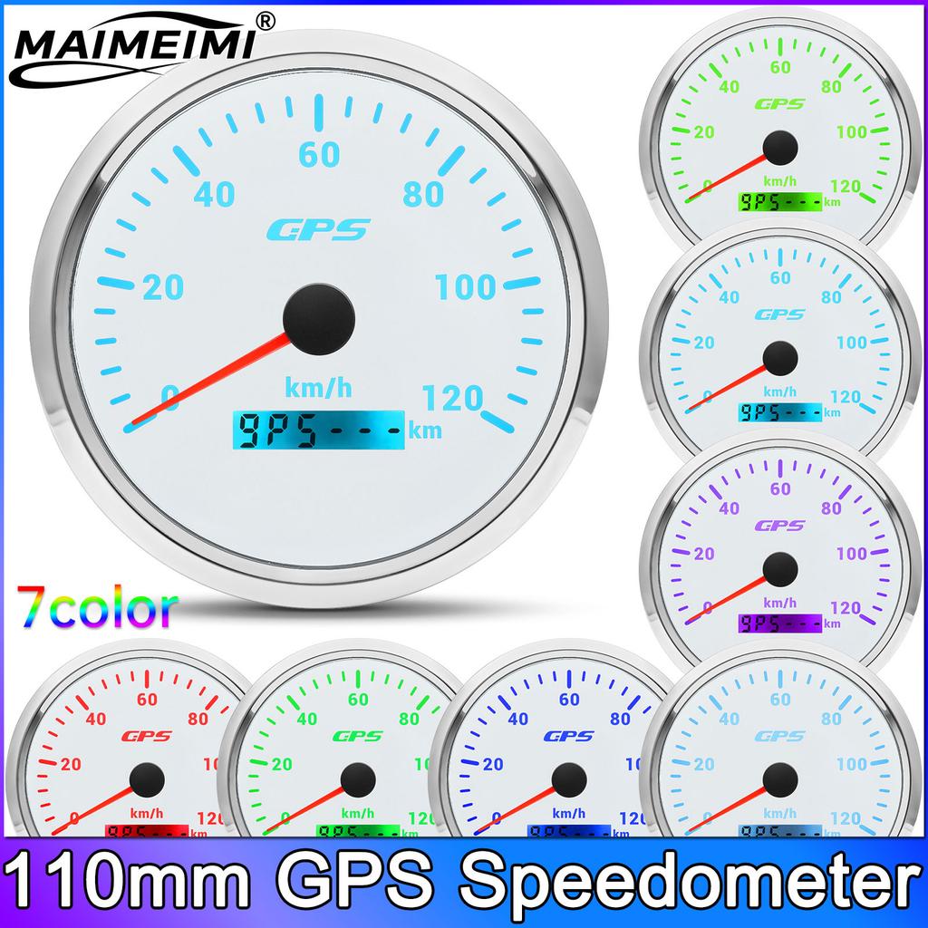 110MM Gauge 120km/h 120MPH GPS Speedometer  with Antenna for Car Boat Truck Motorcycle Speed Meter 7 Colors