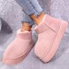 Fashion Sweet Pink Faux Suede Snow Boots Women Winter Warm Short Plush Ankle Boots Woman Korean Non Slip Platform Booties Female