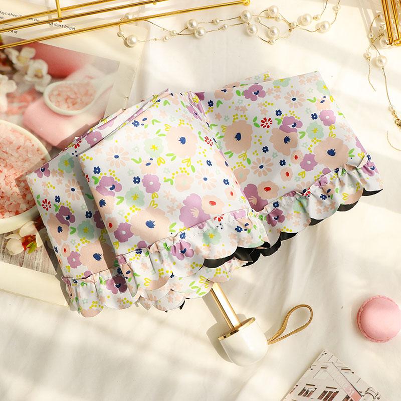 Portable  Fre Sle Five Umbrella Lace   Sunscreen Umbrella for Sunny And Rainy Days UV Protection Sunade