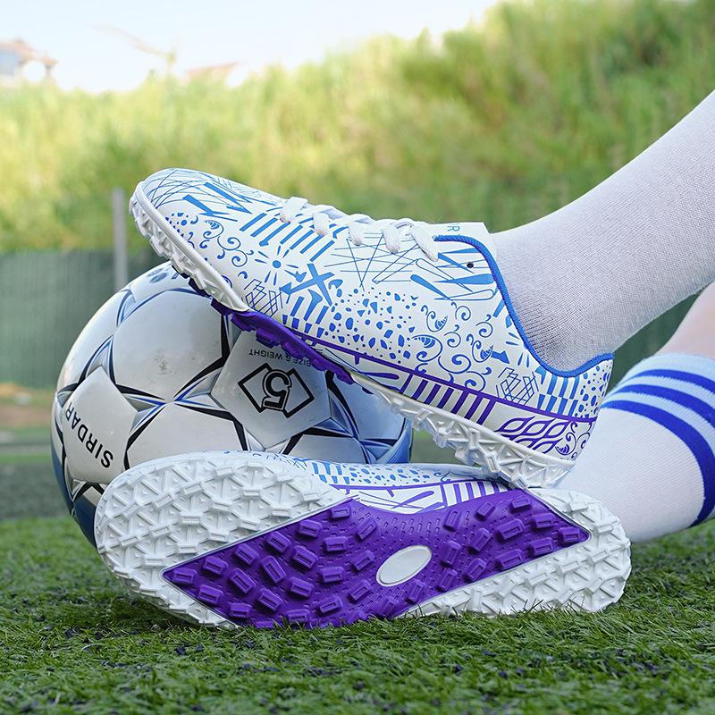 Adult & Youth Unisex Studded Football Shoes - Breathable, Durable, Artificial Turf TF Kicking Shoes for Training