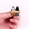 Cat Cardboard Box Brooch Cute 4 Cat Animal Badge Accessory