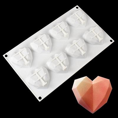 Stampo per torta 3D di lusso con cuore di diamanti, stampo in silicone per mousse artistica, cioccolato