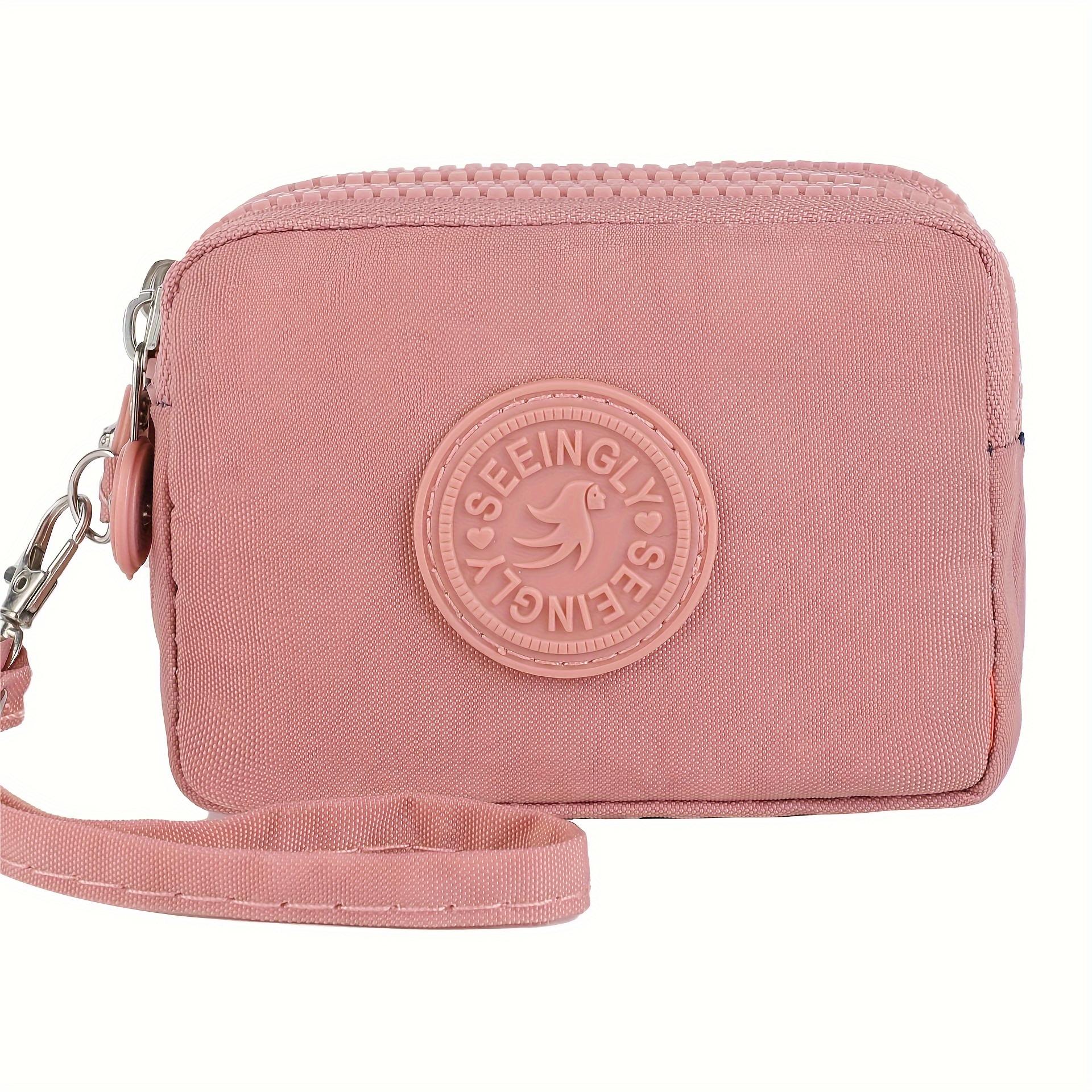 

1 шт. Мини-кошелек для монет Подарок из-за границы Простой брелок Нейлоновый кошелек для монет на молнии розовый