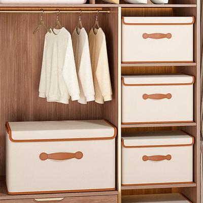 Clothes Storage Box Large Capacity with Handle And Lid Dustproof Moisture-proof Foldable Great Load Bearing Stackable Home Drom Closet Underwear