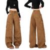 Trendy Women's Wide-Leg Casual Jeans with Patch Pockets & Pleats