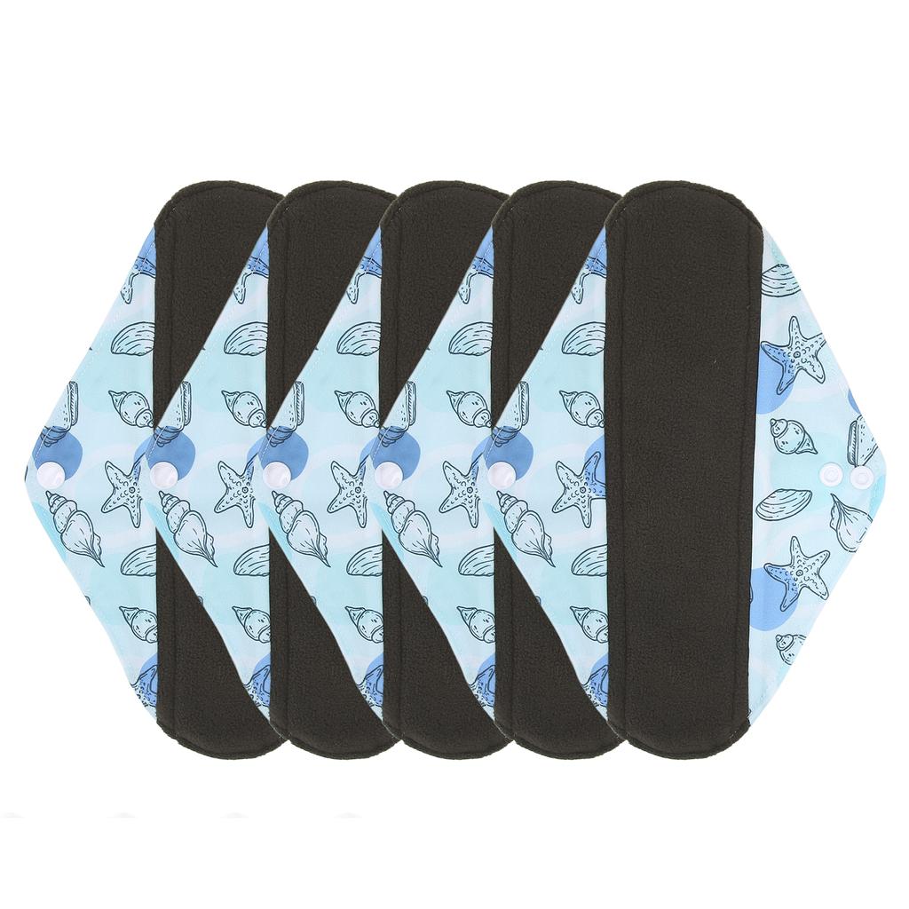 5pcs Menstrual Pads Washable Reusable Leakproof Bamboo Charcoal Panty Liners for Women Size