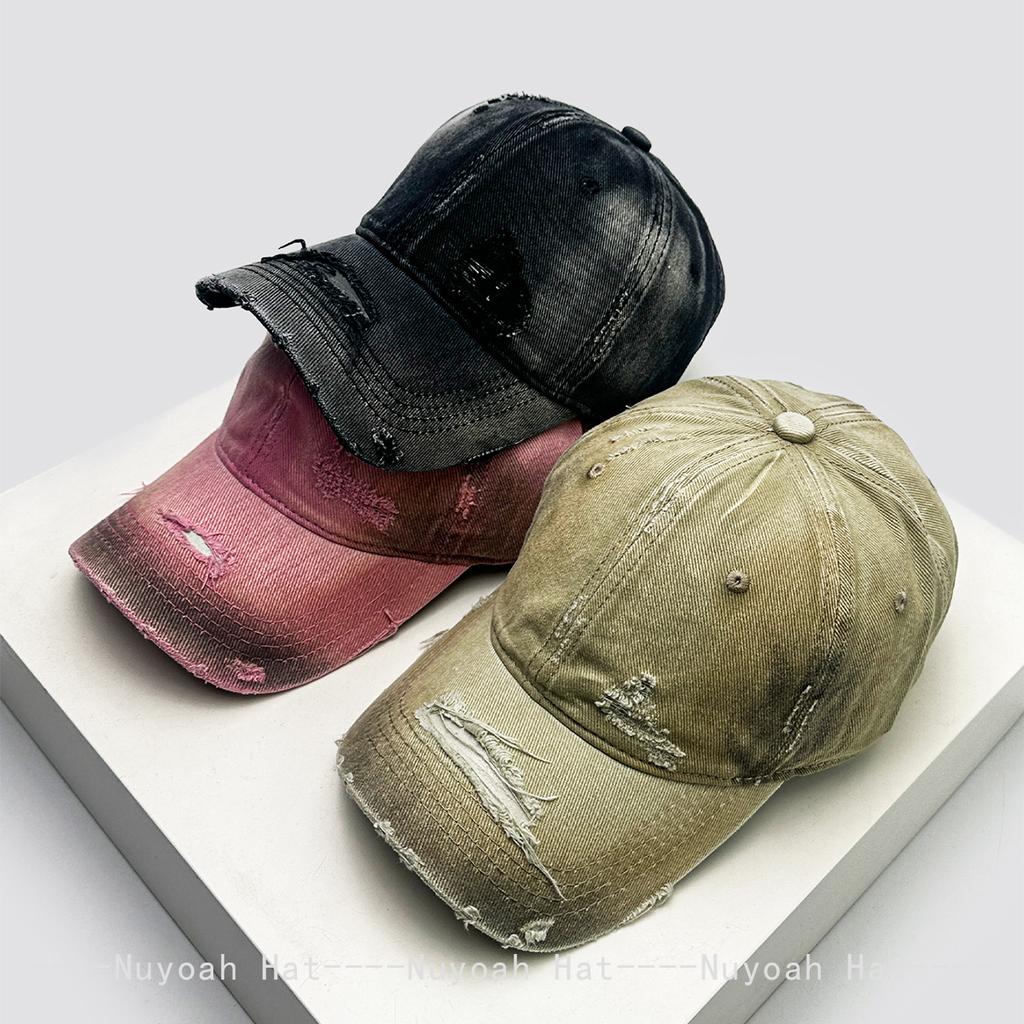 Baseball Plain Color Solid Gradient Women Men Her Him For Fresh Caps Peaked Hats Sunshade Broken Style Versatile Personal Distress Fashion Street