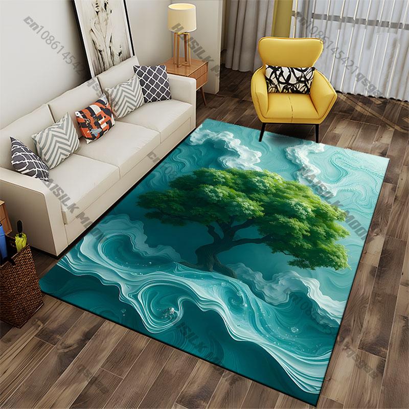 Nature tranquility surreal artistic scene carpet Yoga living room room decor children's crawling mat doormat area rug
