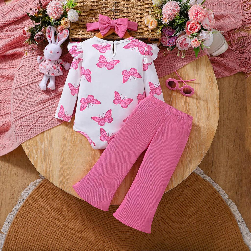 Βρεφικό Σετ Ρομπάκι με Αλφαβητική Εκτύπωση - Παντελόνι με Φιόγκο Σετ Δύο Τεμαχίων
