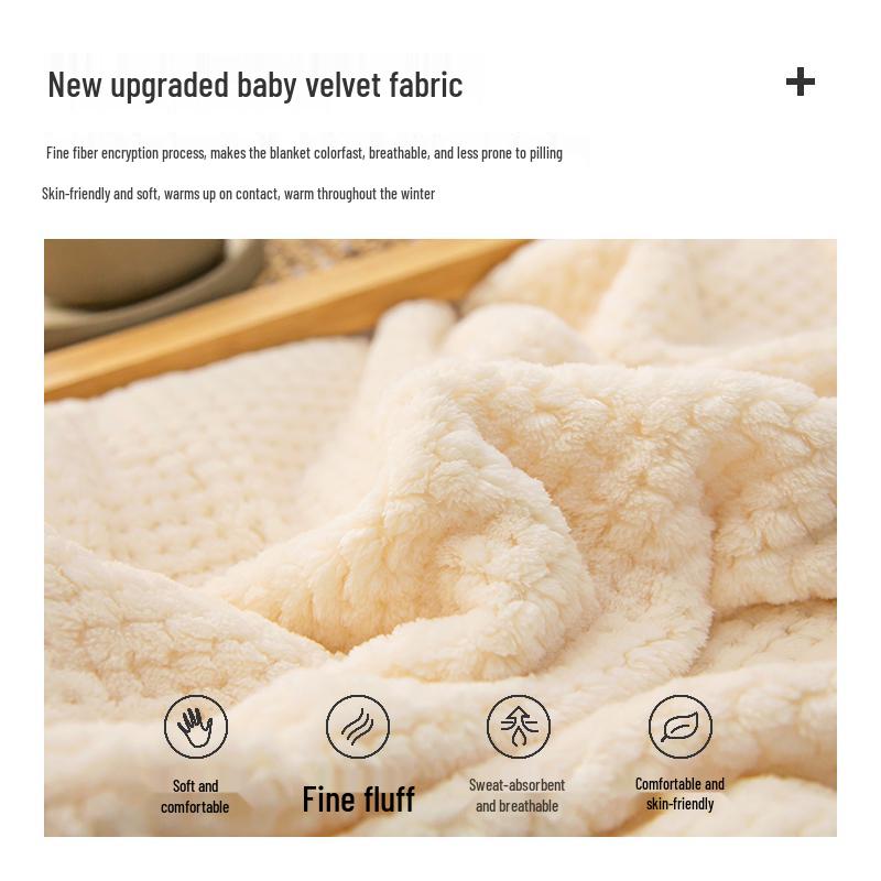 Velvet Coral Fleece Blanket for Baby, Nap, Sofa, and Bed - Pineapple Grid Design