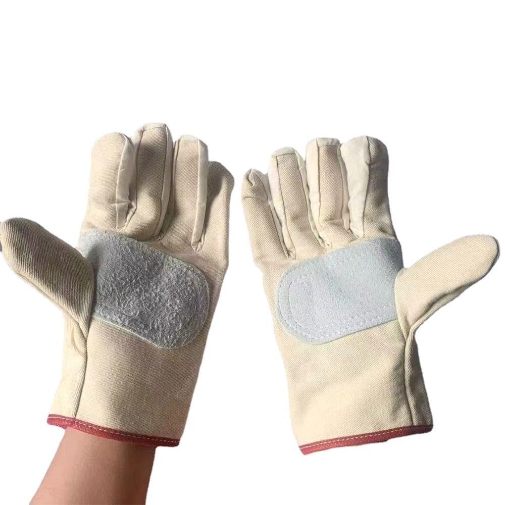 1Pair Stab Proof Canvas Gloves Double Thickened Welding Protective Gloves  Welder Maintenance