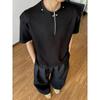 Summer New Short-sleeved T-shirt for Men  Loose Three-quarter Sleeve Trendy Simple Gray Top