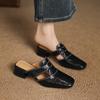 Mode 2025 Draußen Sommer Damen Pantoletten Echtes Leder Damen Schuhe Zehenbedeckt Klobiger Mittelhoher Absatz Hausschuhe Prägnante Moderne Hausschuhe Sandalen