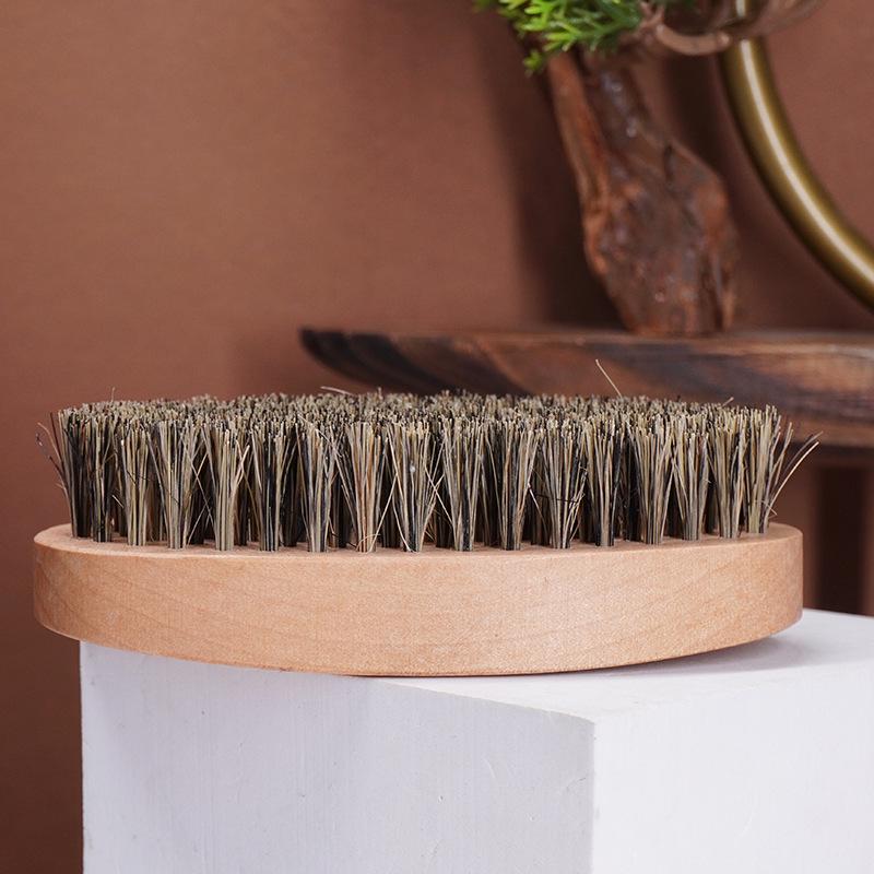 Men's Slicked Back Hair & Beard Brush - Boar Bristle, Beech Wood, Soft Bristles for Grooming and Cleaning