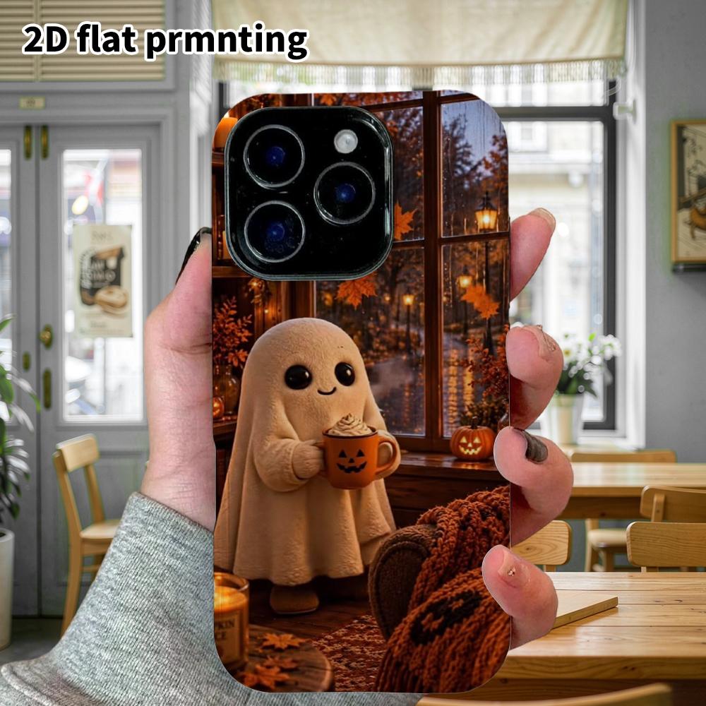 Phone Case: 2D Flat Design Suitable for iPhone 18 17 16 15 14 13 Pro Film Protective Case, Couple Style, Plush Little Ghost, Christmas and Halloween G