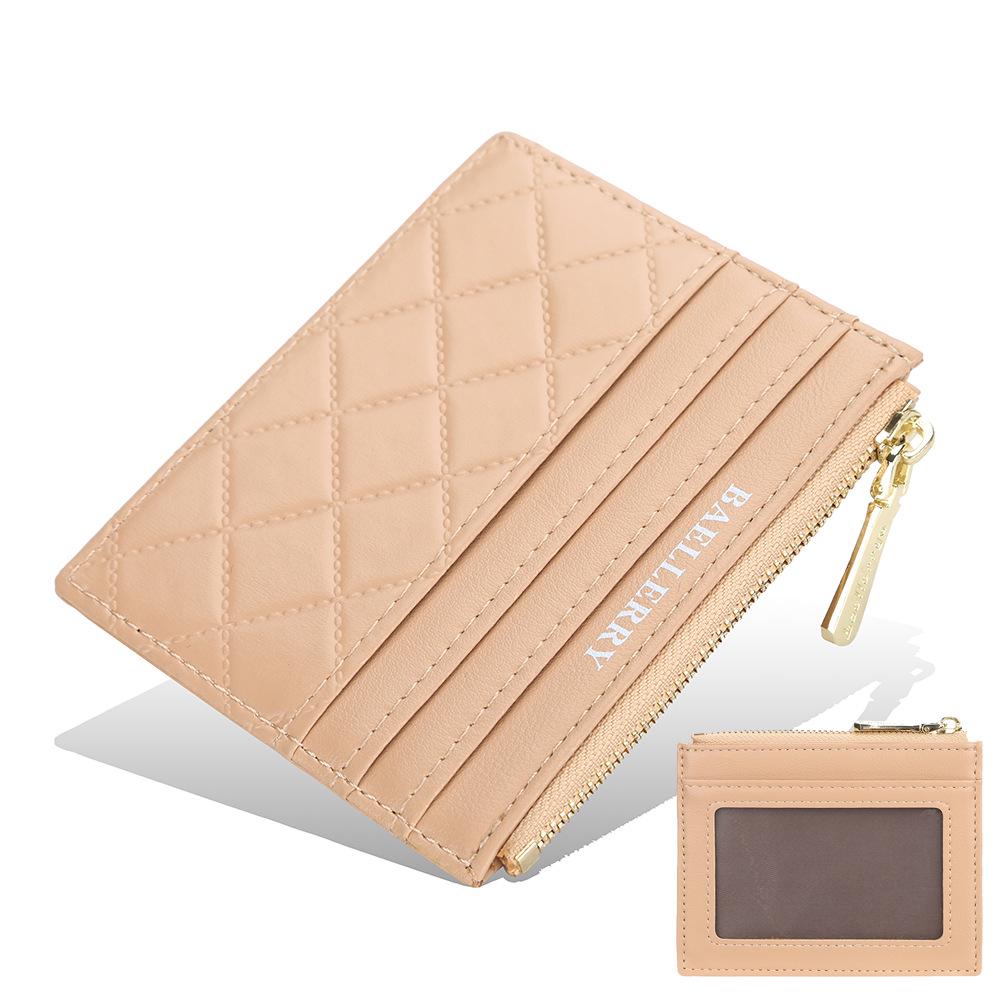 BAELLERRY Women's Multi-color Korean Style Embossed Thin Zipper Card Holder