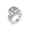 Cute Female White Zircon 925 Silver Color Wedding Rings Promise Engagement Jewelry For Women