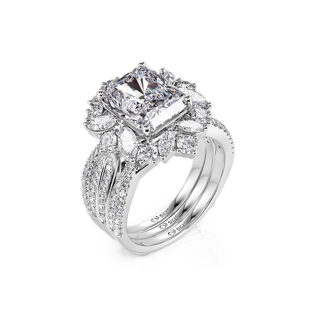 Cute Female White Zircon 925 Silver Color Wedding Rings Promise Engagement Jewelry For Women