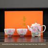 Enamel Color Ceramic Tea Cup Gongfu Tea Set Home Use Drinking Cup  Style Peony Handmade Craft High Temperature Glaze