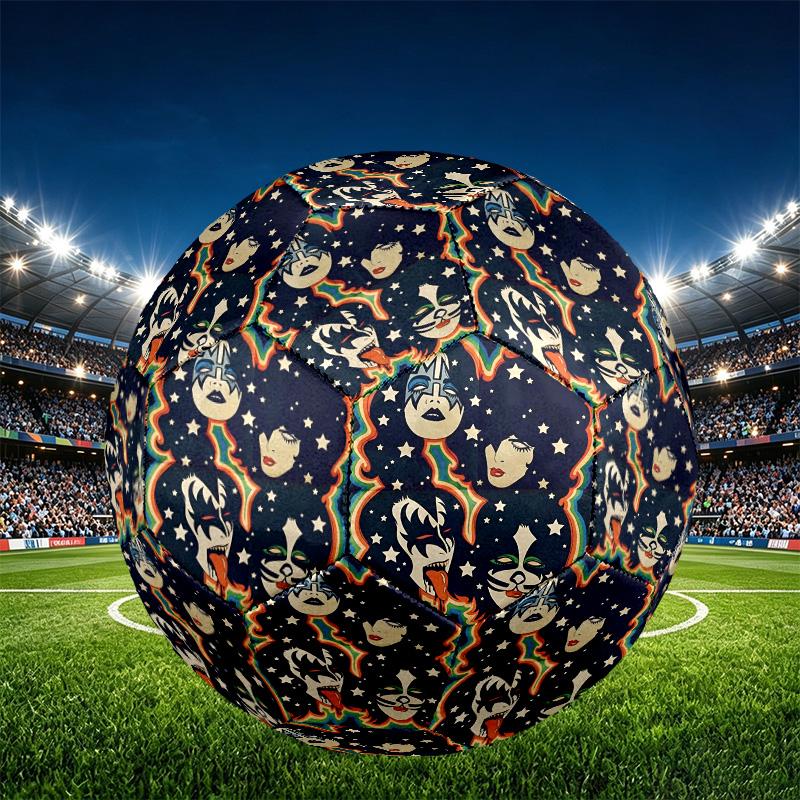 Rock and Roll Print Size 5 Soccer Ball, PU Wear Resistant Football for Match Training and Daily Practice, Birthday Gift for Soccer Fans