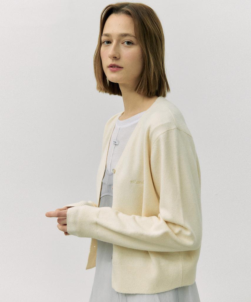 Rolarola V Neck Bokashi Cardigan Cream