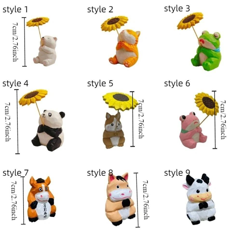 Handmade Miniature Wood Figurine Cartoon Horse Figures Ornament Funny Animal Statue  Shelf Display