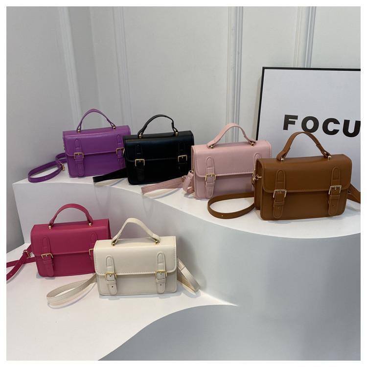 Trendy Small Square Women's Bag With Chic Stitching Details In White Pu