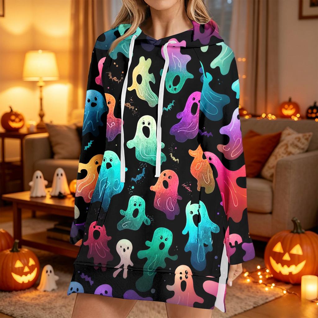 Women's Casual Long Sleeve Halloween Print Hoodie Pullover Top