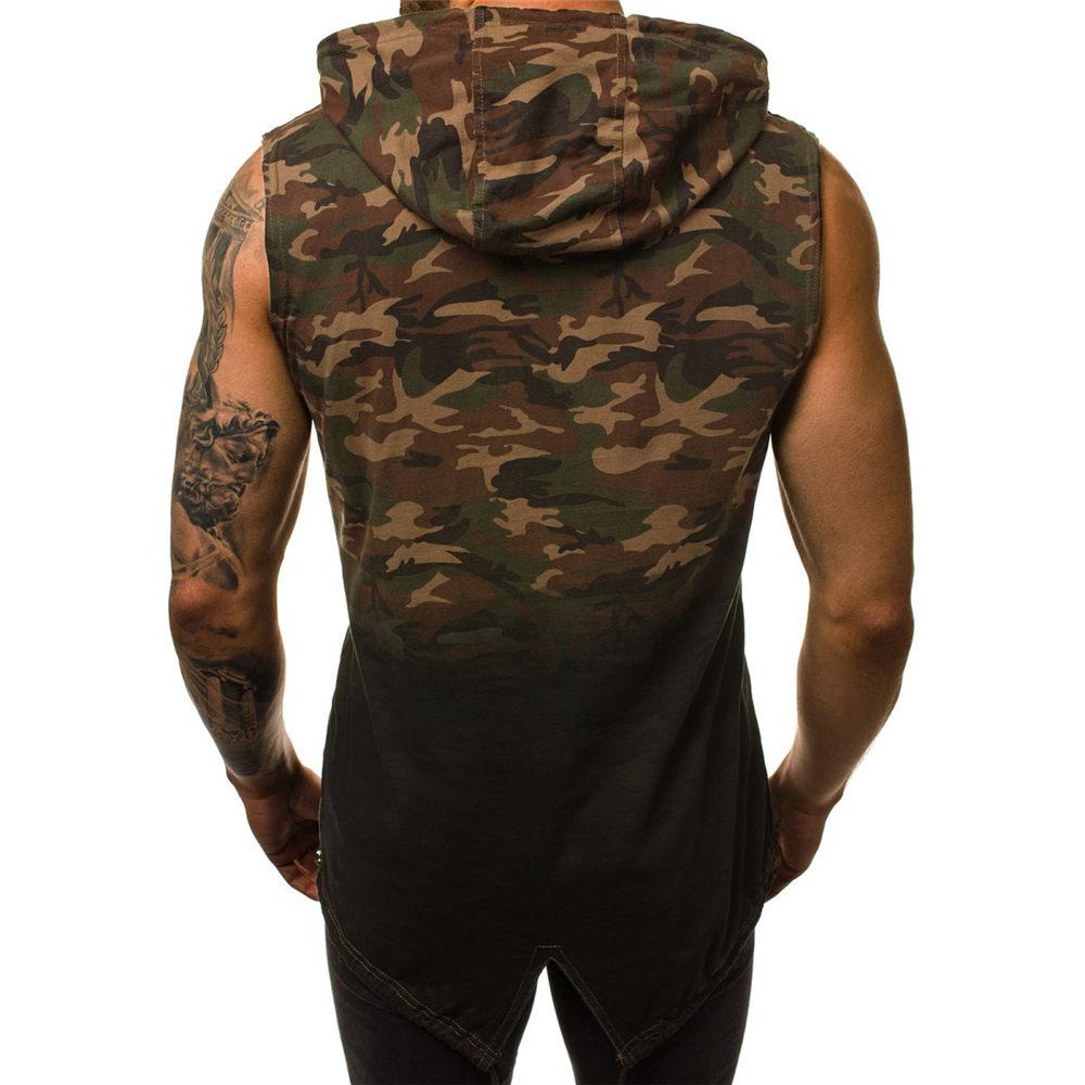 Herren-Trainings-Tanktop mit Kapuze, Bodybuilding, abgeschnittenes Muskel-T-Shirt, ärmellose Gym-Hoodies